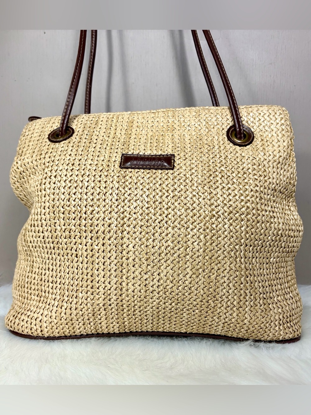 JAGUAR Woven Straw Shoulder Bag